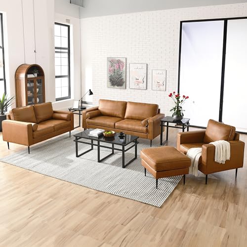 Asucoora Modern Leather Sofa and Loveseat Set