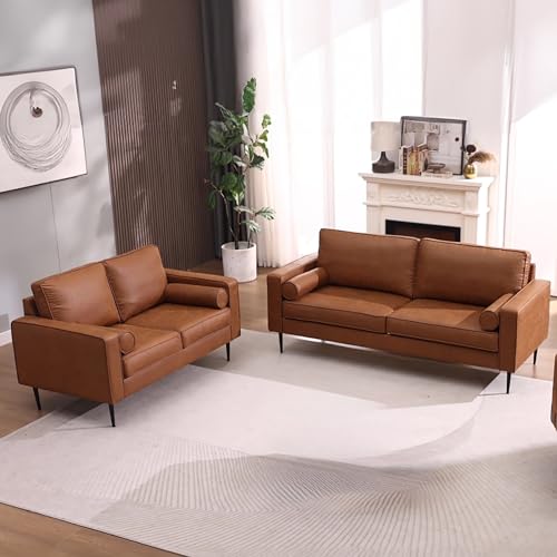 Asucoora Modern Leather Sofa and Loveseat Set