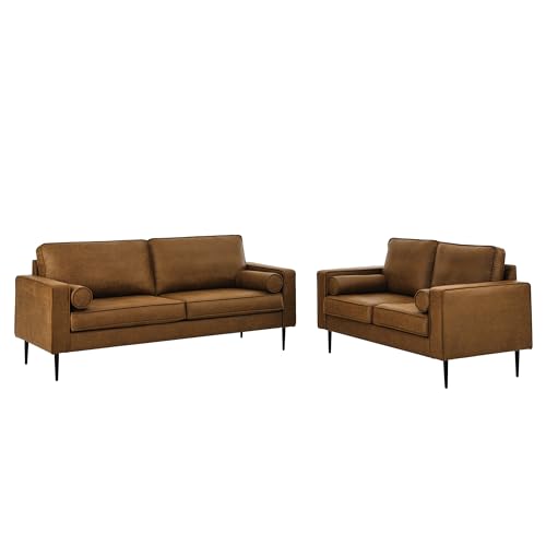 Asucoora Modern Leather Sofa and Loveseat Set