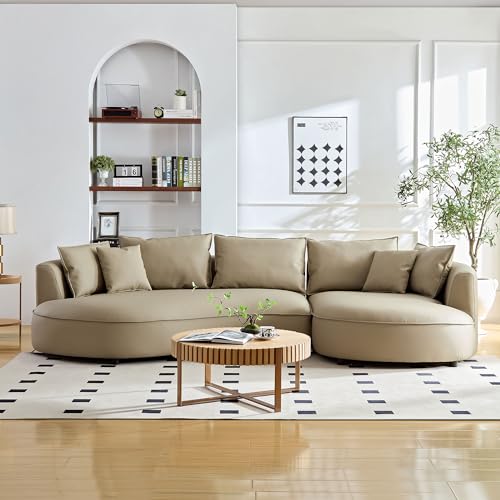 Williamspace 124.8" Curved Leather Sectional Sofa