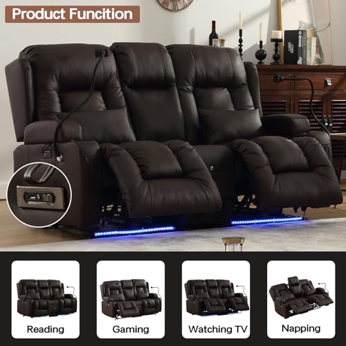 URRED Power Recliner Loveseat with LED Light