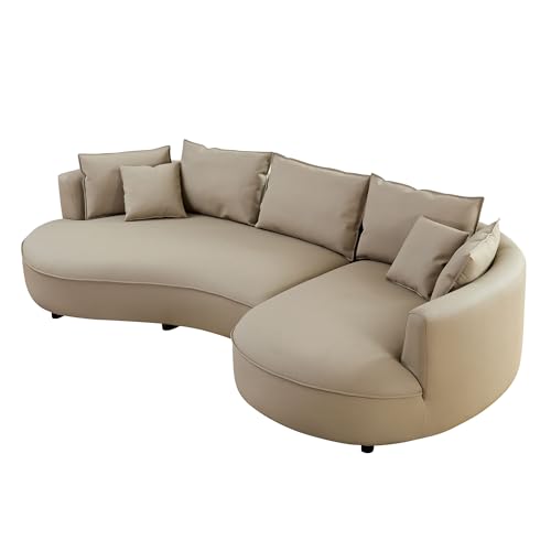 Williamspace 124.8" Curved Leather Sectional Sofa