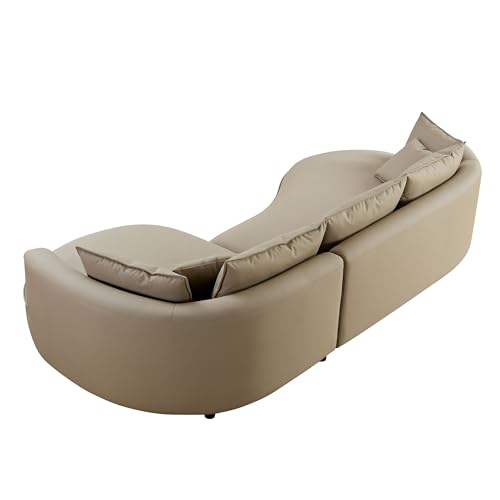 Williamspace 124.8" Curved Leather Sectional Sofa