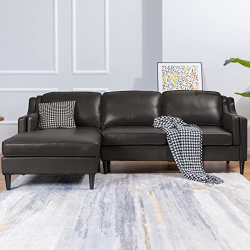 Truffle Real Leather L-Shaped Sectional Sofa