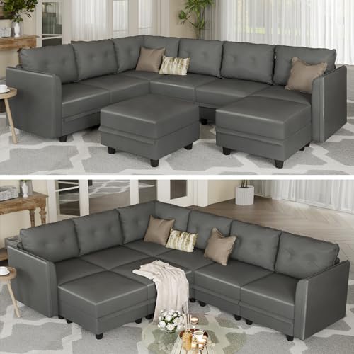 Stylish Dark Grey Modular Sectional Sofa Set