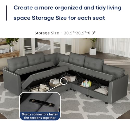 Stylish Dark Grey Modular Sectional Sofa Set