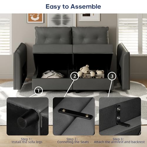 Stylish Dark Grey Modular Sectional Sofa Set