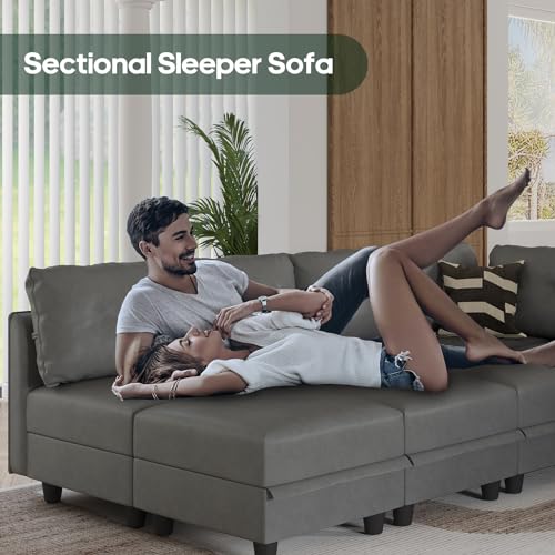 Stylish Dark Grey Modular Sectional Sofa Set
