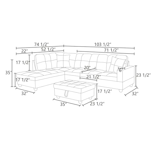 L-Shaped Faux Leather Sectional Sofa Set