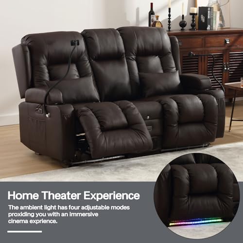URRED Power Recliner Loveseat with LED Light