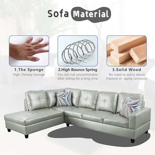 L-Shaped Faux Leather Sectional Sofa Set