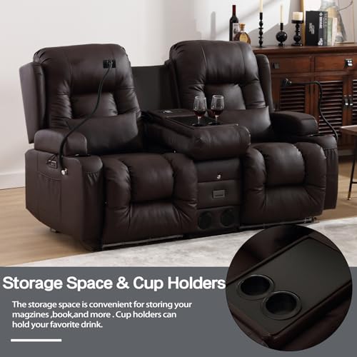 URRED Power Recliner Loveseat with LED Light