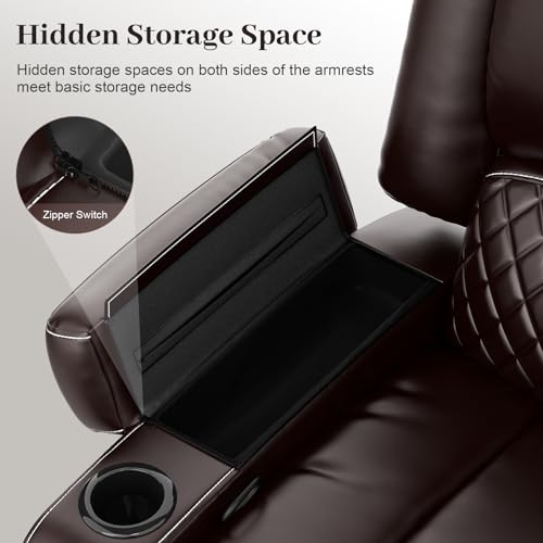 Yolsali Brown Reclining Loveseat with USB Ports