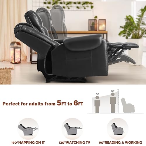 Black Ergonomic Massage Recliner Loveseat with Cup Holders