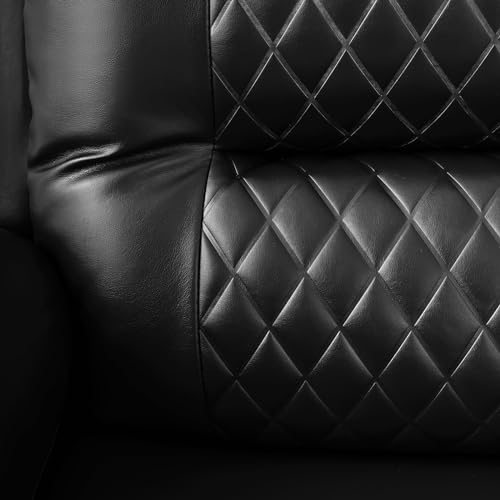 Black Ergonomic Massage Recliner Loveseat with Cup Holders