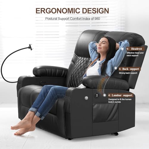 Modern Reclining Loveseat with Cup Holders & USB