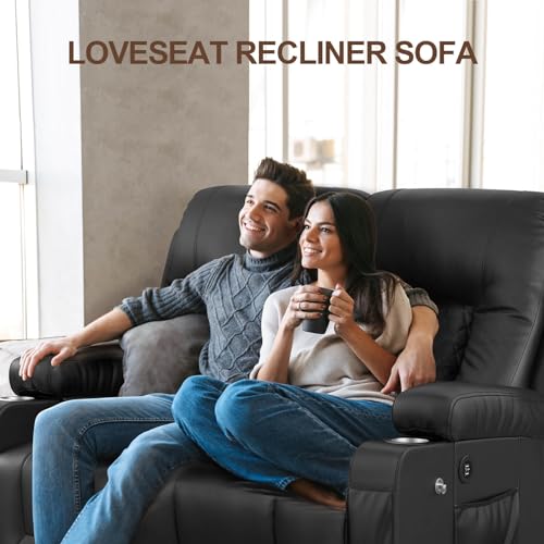 Modern Reclining Loveseat with Cup Holders & USB