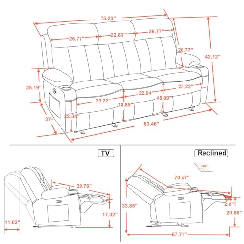 MCombo 3-Seat Power Reclining Sofa with Heat
