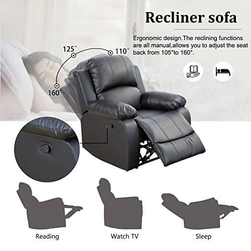 Stylish Black Leather Reclining Sofa Set