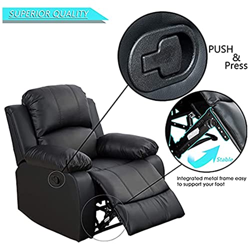 Stylish Black Leather Reclining Sofa Set