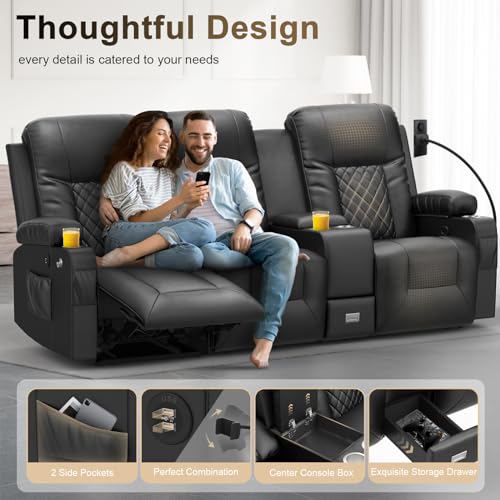 3-Seat Recliner Sofa with Console and USB Ports