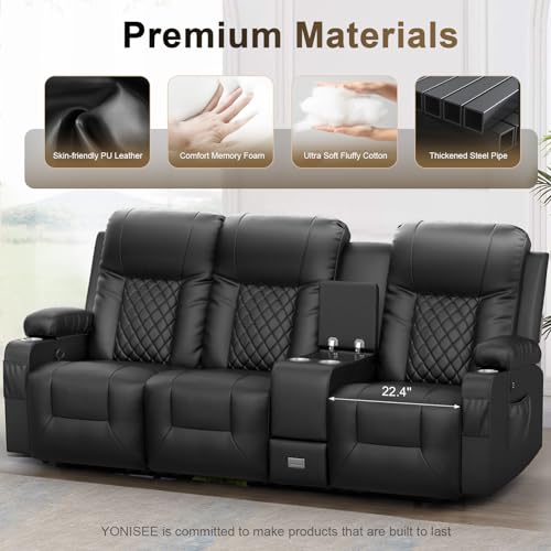 3-Seat Recliner Sofa with Console and USB Ports