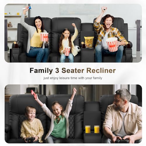 3-Seat Recliner Sofa with Console and USB Ports