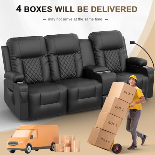 3-Seat Recliner Sofa with Console and USB Ports