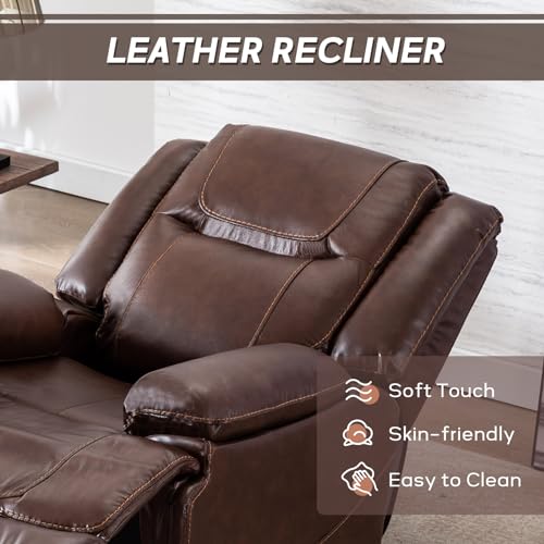 Brown Leather Reclining Sofa and Chair Set