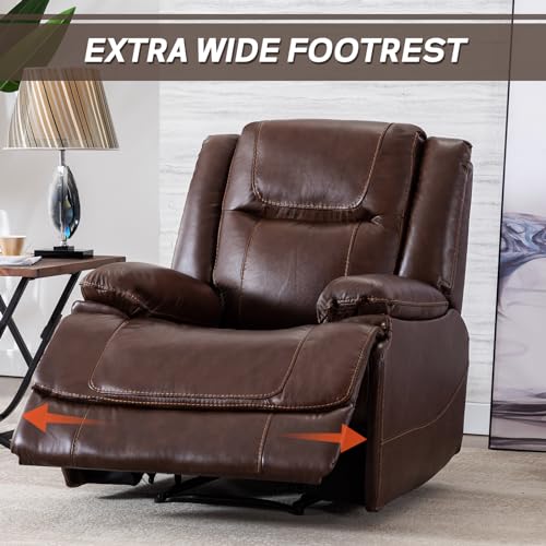 Brown Leather Reclining Sofa and Chair Set