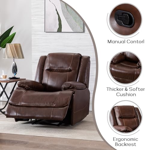 Brown Leather Reclining Sofa and Chair Set