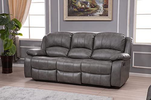 Betsy Furniture Grey 2PC Bonded Leather Recliner Set