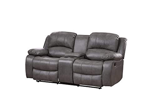 Betsy Furniture Grey 2PC Bonded Leather Recliner Set
