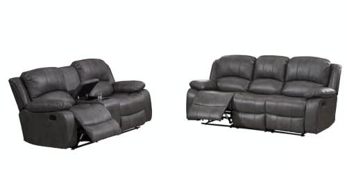 Betsy Furniture Grey 2PC Bonded Leather Recliner Set