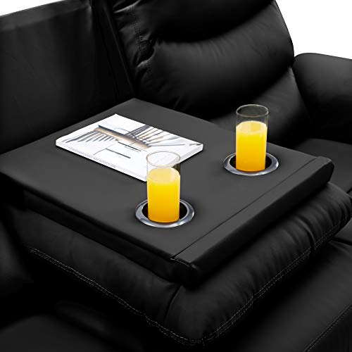 Black Faux Leather 3-Seater Recliner Sectional Couch