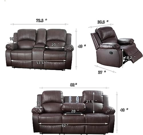 Brown Reclining Sofa and Loveseat Set