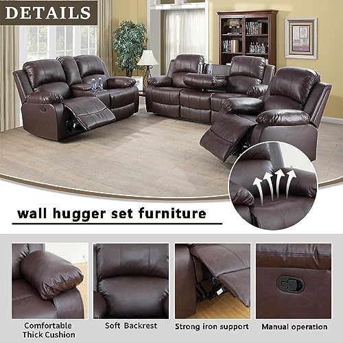 Brown Reclining Sofa and Loveseat Set