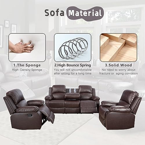 Brown Reclining Sofa and Loveseat Set