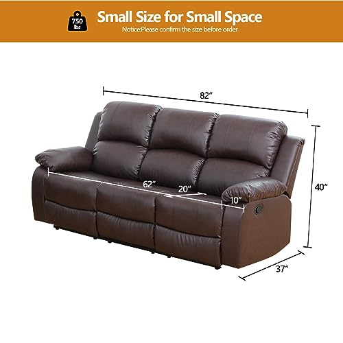 Brown Leather Manual Recliner Sofa