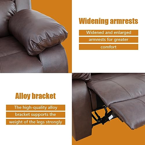 Brown Leather Manual Recliner Sofa