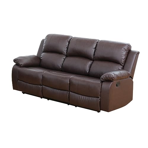 Brown Leather Manual Recliner Sofa