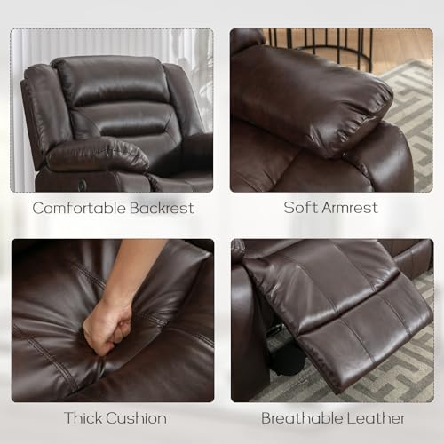 EBELLO Brown Faux Leather Power Reclining Sofa