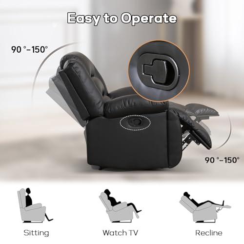 EBELLO Faux Leather Loveseat Recliner with Hidden Storage