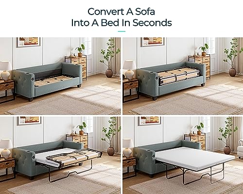 LINSY HOME Dark Grey Queen Pull Out Sofa Bed
