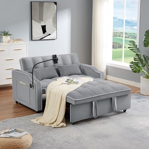 Compact 55" Convertible Velvet Futon Sofa Bed