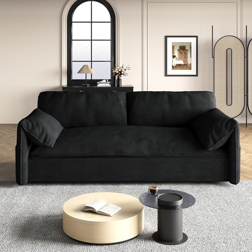 Convertible Velvet Sofa Bed with Storage - Black