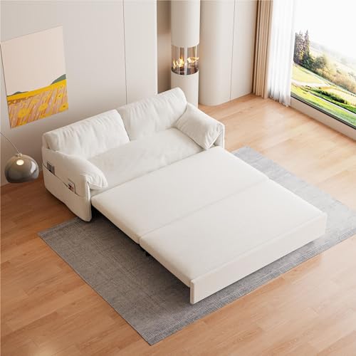 Compact Queen Pull-Out Sofa Bed with Storage