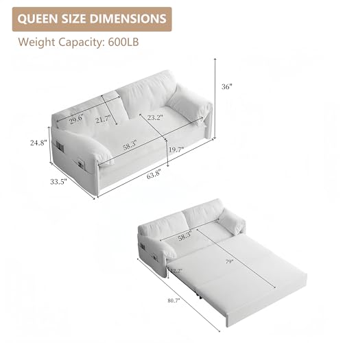 Compact Queen Pull-Out Sofa Bed with Storage