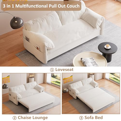 Compact Queen Pull-Out Sofa Bed with Storage