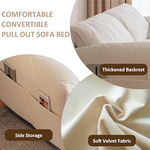 Compact Queen Pull-Out Sofa Bed with Storage